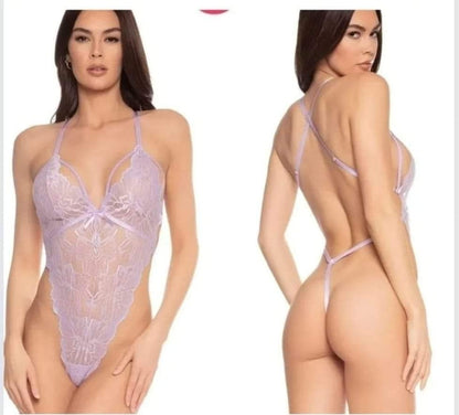 Lavender Lace G-string Teddy - Size Large