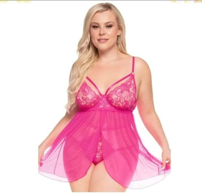 Strappy Babydoll High Rise G-string Set - Size 3XL